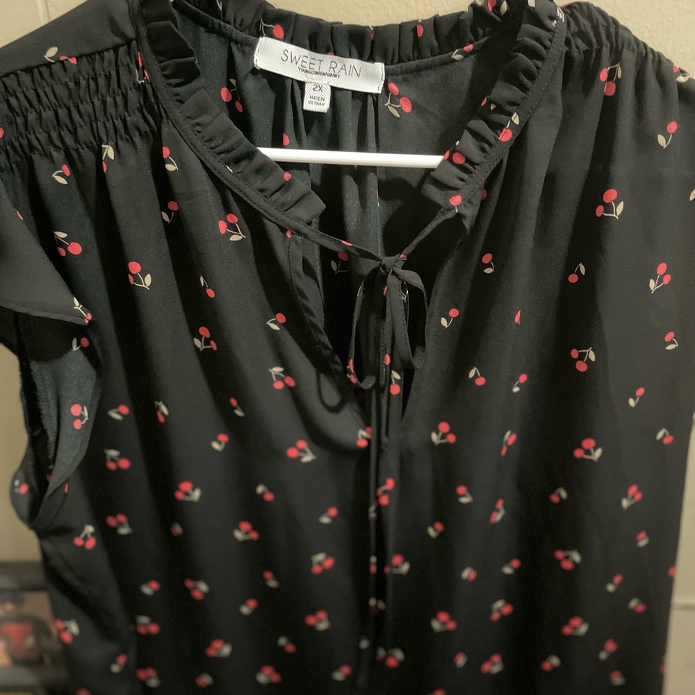 Women sheer shirt, cute cherry 🍒 top